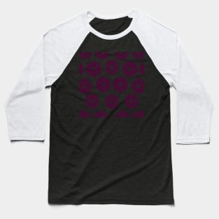 Magenta Hand-Drawn Floral Pattern Baseball T-Shirt